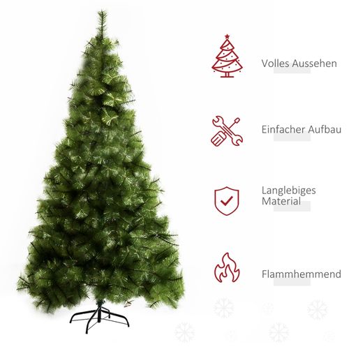Grand Sapin De Noël Artificiel 210 Cm Vert Avec 505 Branches Et Pied Métallique Stable