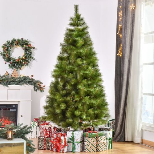 Grand Sapin De Noël Artificiel 210 Cm Vert Avec 505 Branches Et Pied Métallique Stable