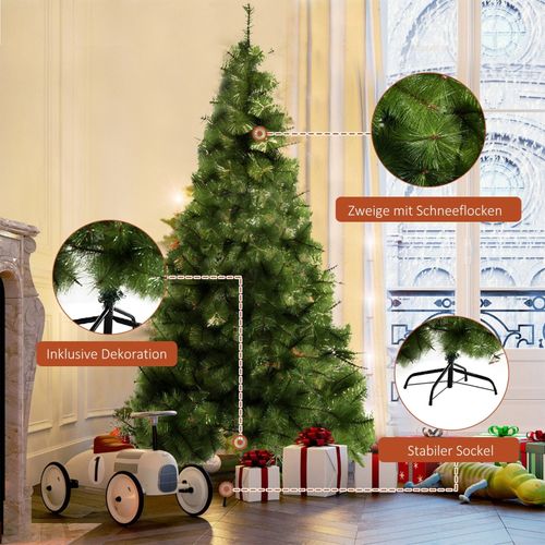Grand Sapin De Noël Artificiel 210 Cm Vert Avec 505 Branches Et Pied Métallique Stable