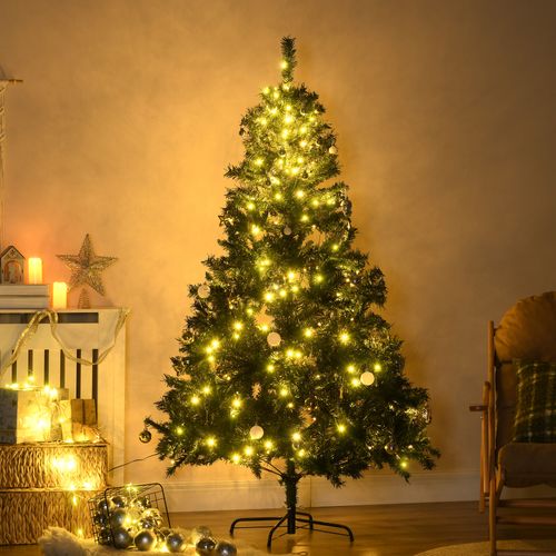 Sapin Artificiel 180 Cm Avec LED Et Décorations, 745 Branches, Métal Inclus