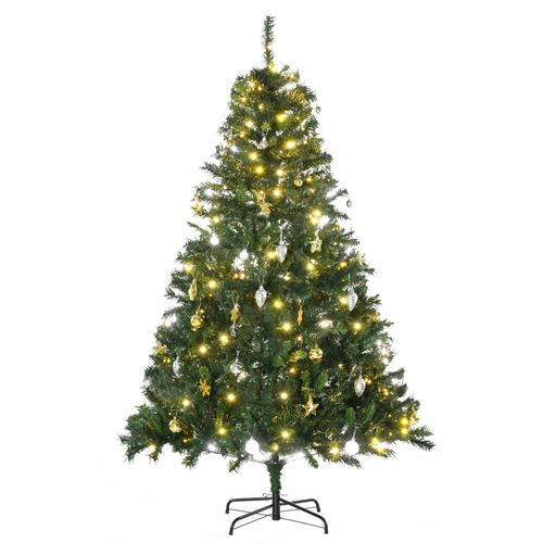 Sapin Artificiel 180 Cm Avec LED Et Décorations, 745 Branches, Métal Inclus