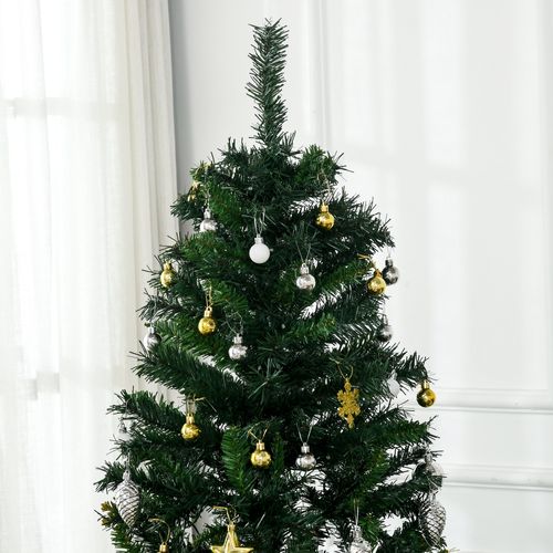 Sapin Artificiel 180 Cm Avec LED Et Décorations, 745 Branches, Métal Inclus