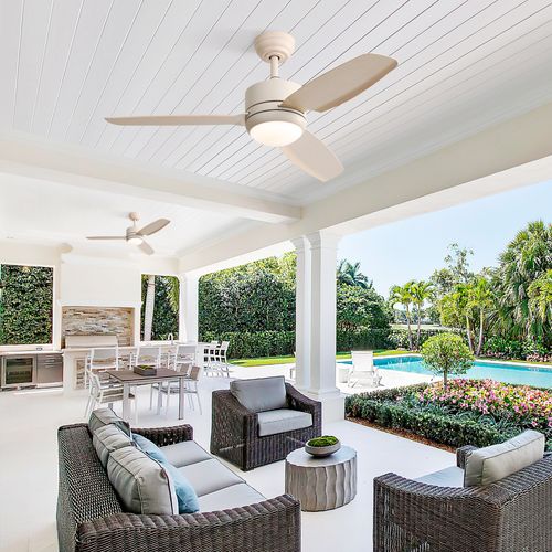 Ventilateur Plafond 46" Salon, Lumière, 3 Pales Abs, Moteur Dc 6 Vitesses Réversible, Télécommande.