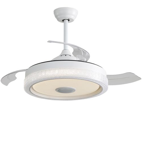 Ventilateur Plafond Invisible 42", LED 32w, 3 Pales Abs, Télécommande, Moteur Réversible