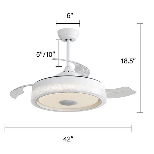 Ventilateur Plafond Invisible 42", LED 32w, 3 Pales Abs, Télécommande, Moteur Réversible