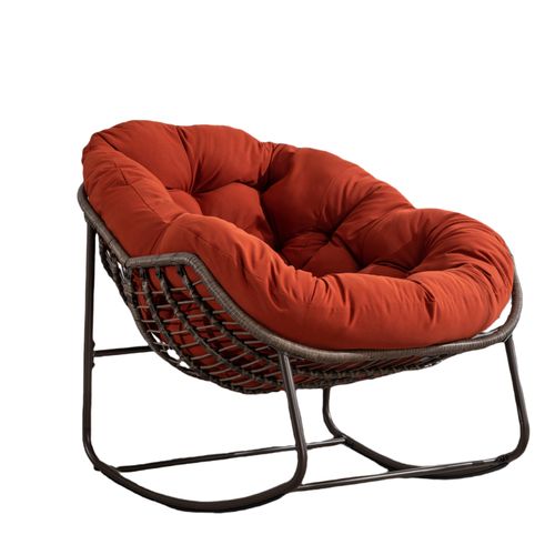 Chaise A Bascule En Rotin Extérieur - Orange