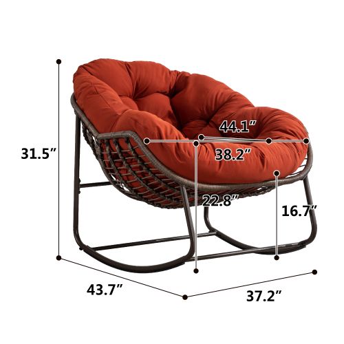 Chaise A Bascule En Rotin Extérieur - Orange