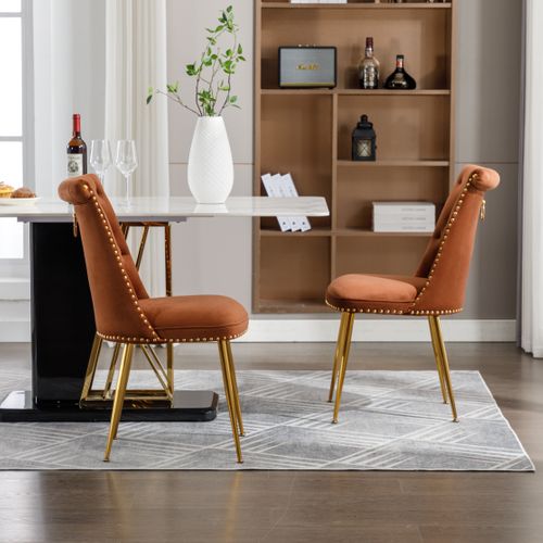 Ensemble De 2 Chaises En Velours Doux - Marron