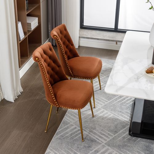 Ensemble De 2 Chaises En Velours Doux - Marron