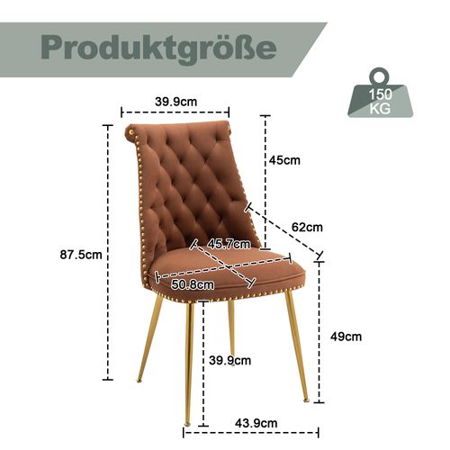 Ensemble De 2 Chaises En Velours Doux - Marron
