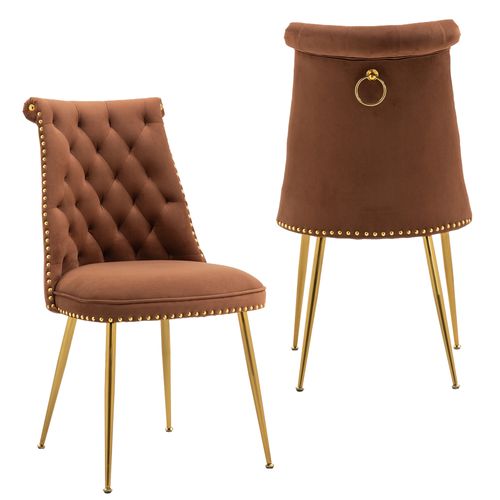 Ensemble De 2 Chaises En Velours Doux - Marron