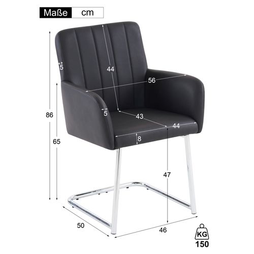 Lot De 2 Chaises Salle à Manger, Fauteuil Rayures Verticales, Pieds Métal Zigzag, Noir