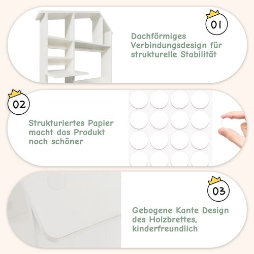 Étagère En Bois Avec Rangement Et Table De Chevet Pliable, 148×156cm, Protection Anti-basculement