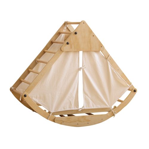 Klettergerüst Multifonction 8 En 1 En Bois,avec Toboggan, Module De Grimpe, Balançoire Et Tente