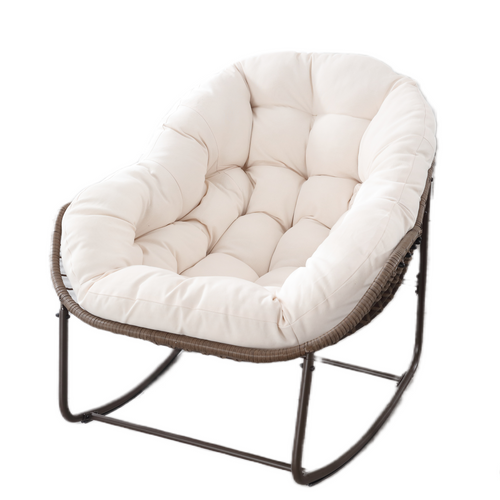 Chaise à Bascule Extérieure, Fauteuil Oeuf En Osier XXL, Confortable Avec Coussin Épais, Gris