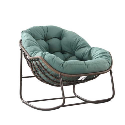 Chaise à Bascule Extérieure, Fauteuil Oeuf En Osier XXL, Confortable Avec Coussin Épais
