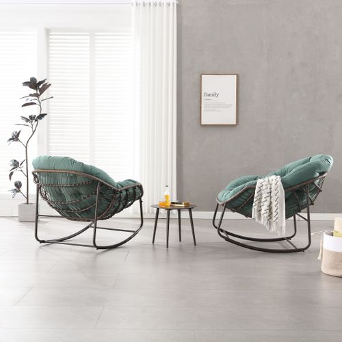 Chaise à Bascule Extérieure, Fauteuil Oeuf En Osier XXL, Confortable Avec Coussin Épais