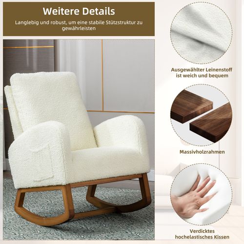 Fauteuil A Bascule Style Mid-Century Moderne - Blanc