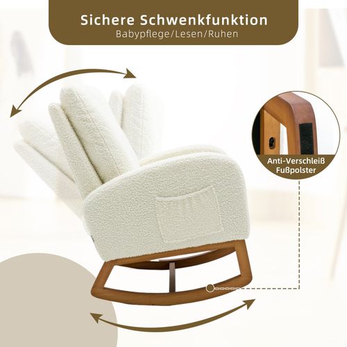 Fauteuil A Bascule Style Mid-Century Moderne - Blanc