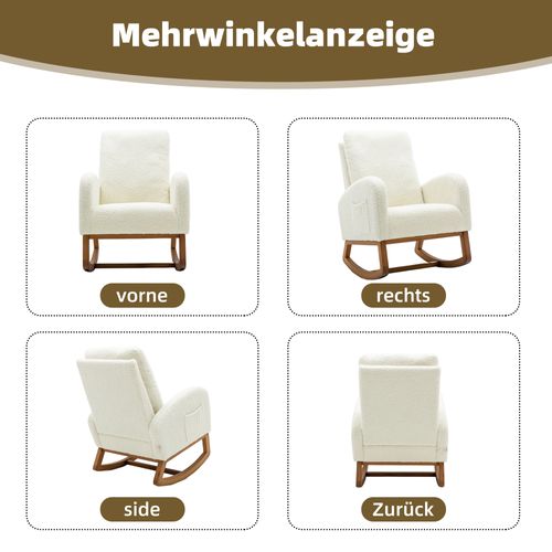 Fauteuil A Bascule Style Mid-Century Moderne - Blanc