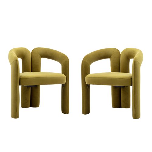 Lot De 2 Chaises En Velours Moderne, Vert