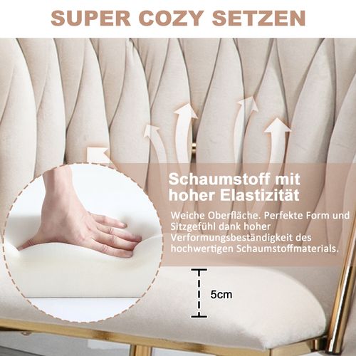 Lot De 2 Chaises Moderne En Velours, Blanc