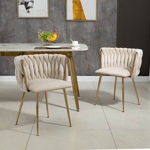 Lot De 2 Chaises Moderne En Velours, Blanc
