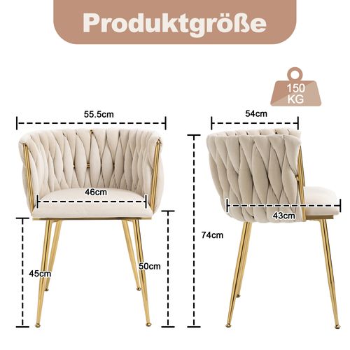 Lot De 2 Chaises Moderne En Velours, Blanc