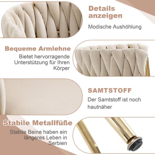 Lot De 2 Chaises Moderne En Velours, Blanc