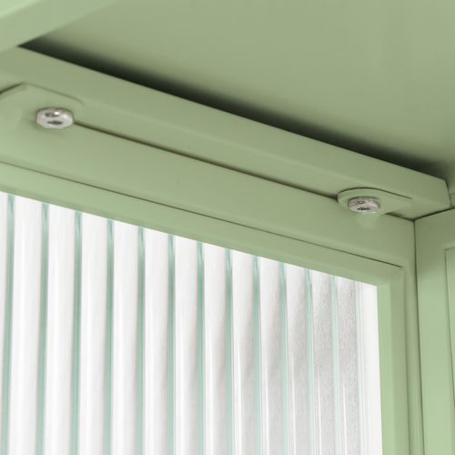 Cabinet Mural Moderne à Deux Portes En Verre, 60 Cm, Deux Étagères Fermées, Étagère Ouverte,vert