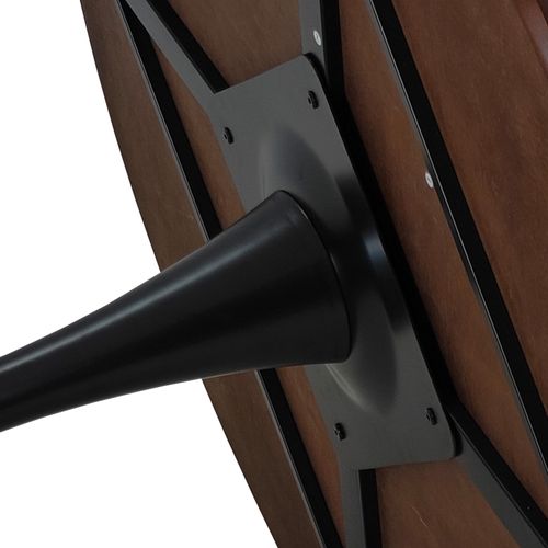 Table Ronde 47,24 Pouces, Plateau Chêne, Piètement Métal, Design Patchwork, Moderne, Pour Salon