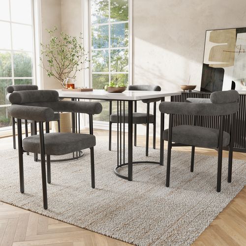Lot De 2 Chaises Moderne En Similicuir - Gris Foncé