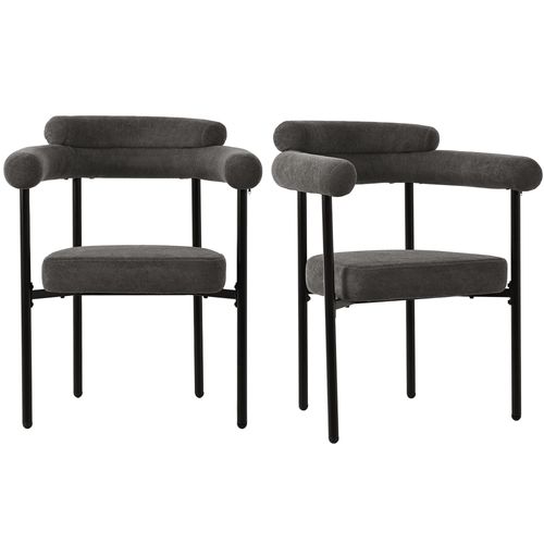 Lot De 2 Chaises Moderne En Similicuir - Gris Foncé