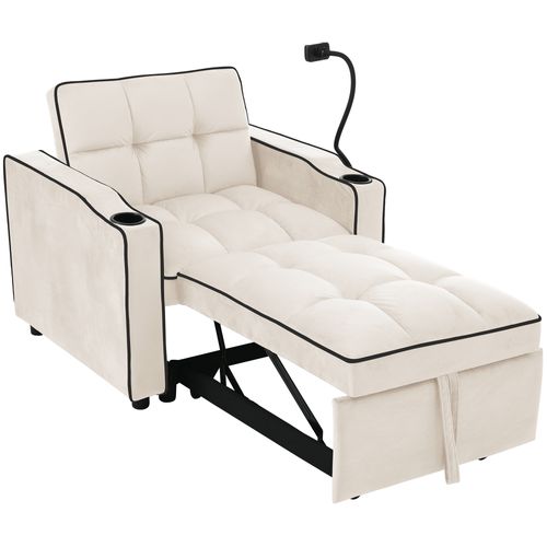Fauteuil Convertible Avec Accoudoirs Rabattables, Dossier Ajustable, 123 X 167 X 78 Cm