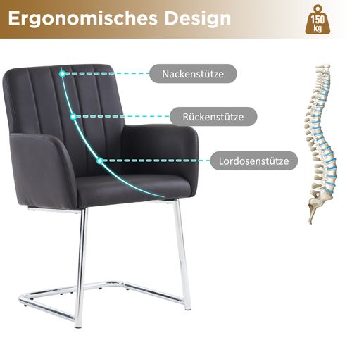Set De 4 Chaises De Salle à Manger Avec Rayures Verticales, Cuir Artificiel, Métal Noir