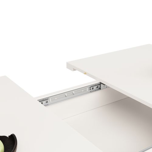 Table De Salle à Manger Télescopique (140×80 Cm), Table Extensible Avec Étagères, Blanche