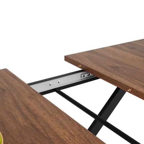 Ensemble De Salle à Manger (5 Pièces), Table Extensible 160x80x75 Cm, 4 Chaises Velours Noir