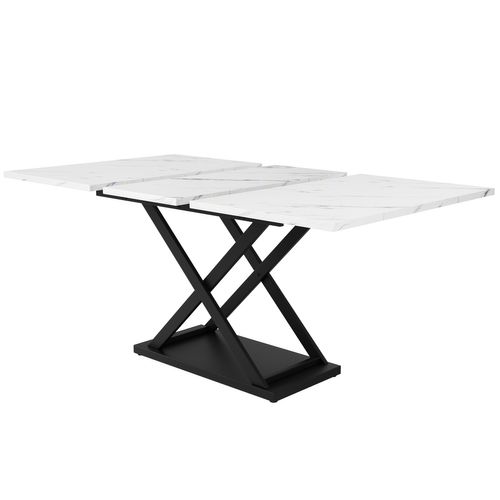 Ensemble De Salle à Manger (5 Pièces), Table Extensible 160x80x75 Cm, 4 Chaises Velours Blanc