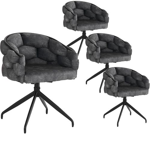 Set De 4 Chaises De Luxe En Velours, Pivotantes à 360°, Style Moderne, Gris