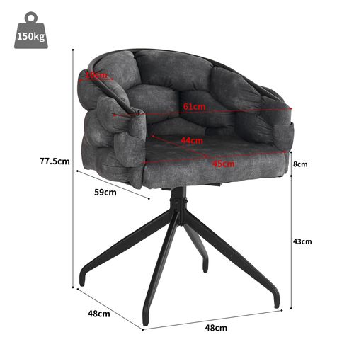 Set De 6 Chaises De Luxe En Velours, Pivotantes à 360°, Style Moderne, Gris