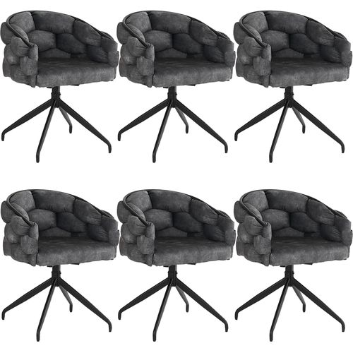 Set De 6 Chaises De Luxe En Velours, Pivotantes à 360°, Style Moderne, Gris