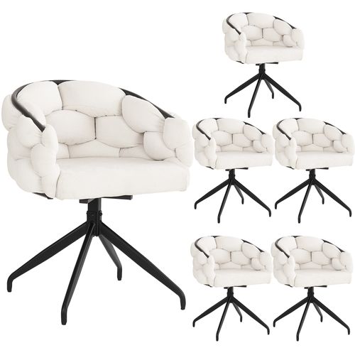 Set De 6 Chaises De Luxe En Velours Pivotantes à 360°, Style Moderne, Beige