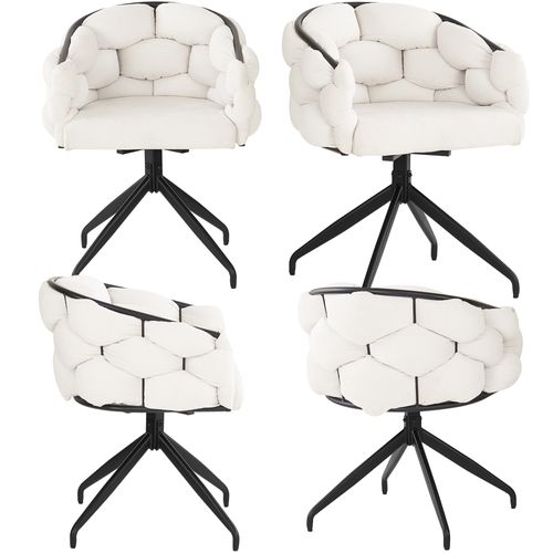 Set De 6 Chaises De Luxe En Velours Pivotantes à 360°, Style Moderne, Beige
