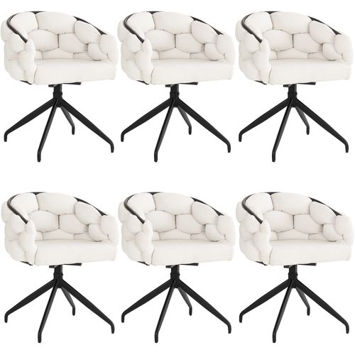 Set De 4 Chaises De Luxe En Velours Pivotantes à 360°, Style Moderne, Beige