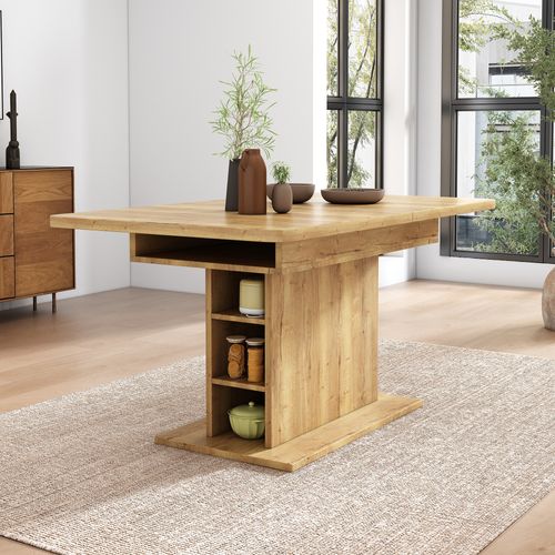 Table De Salle à Manger Extensible, L110/130w70h75 Cm, Avec Rangement, Style Moderne Naturel