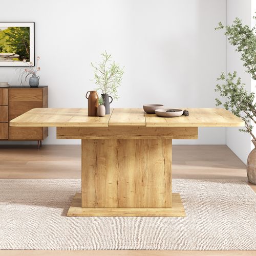Table De Salle à Manger Extensible, L110/130w70h75 Cm, Avec Rangement, Style Moderne Naturel