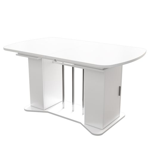 Table De Salle à Manger Extensible 120/160×80 Cm, Avec Pieds Métalliques Argentés