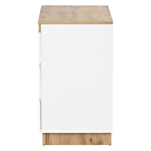 Commode 6 Tiroirs Avec Compartiment De Rangement, Pour Chambre Ou Salon, Style Chêne Et Blanc