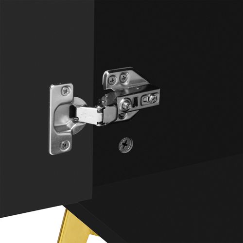 Sideboard Avec Poignées Et Pieds Dorés, 4 Portes, 4 Tiroirs, Lamination Amovible, 140x37,8x82 Cm