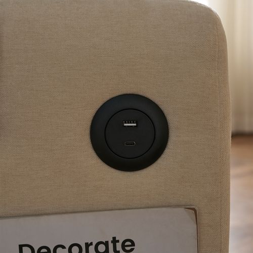 Canapé-lit Pliable Avec Fonction Sommeil, Dossier Réglable, Port USB, Gris